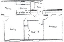2 Bed 1 Bath 140 floor plan
